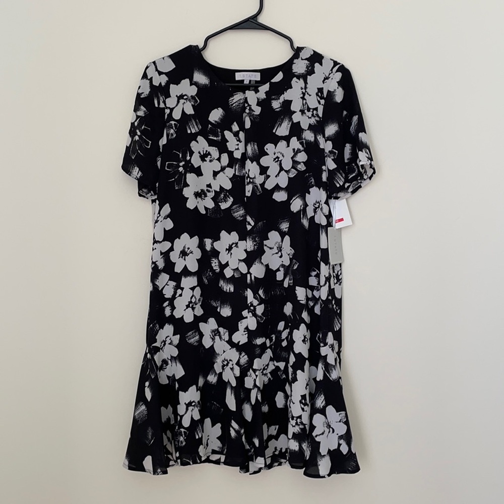 1.State Black/White Floral Dress